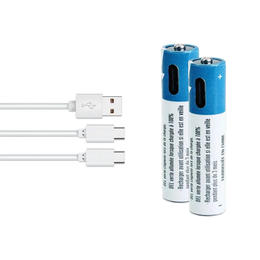 Pile rechargeable AAA Li-ion avec câble 2 x USB-C - 1.5V - Paquet de 2 image 0