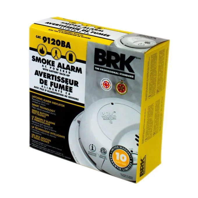 Détecteur de fumée à ionisation BRK avec pile de secours 9V - 120V image 1