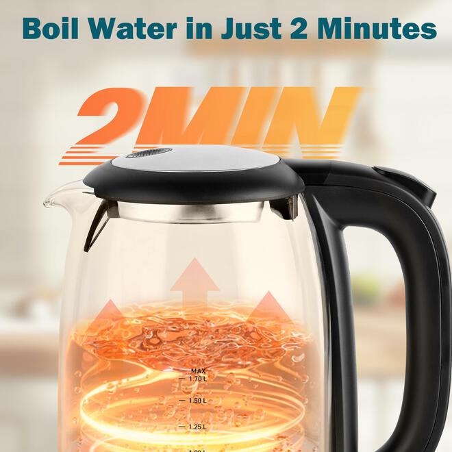 Bouilloire électrique sans fil en verre de 1,7 L, 1 500 W image 2