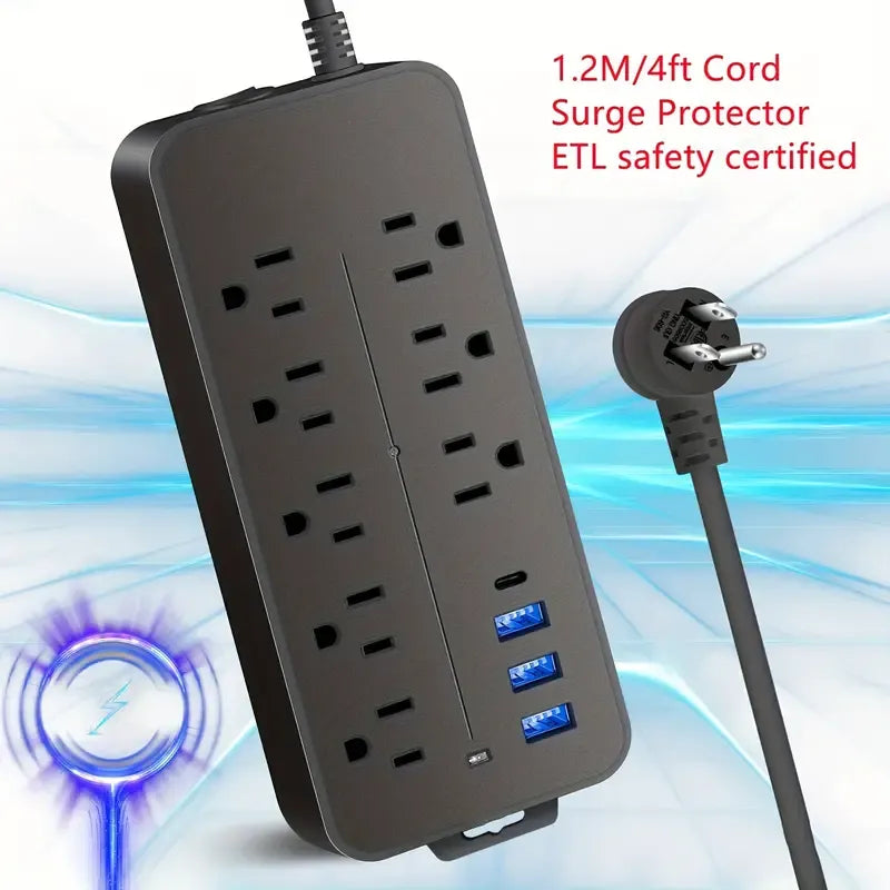 Bloc Multiprise, Parasurtenseur Avec 8 Prises CA Et 3 Ports USB