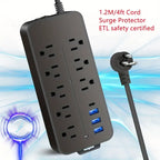 Bloc Multiprise Parasurtenseur — 8 Prises CA + 3 Ports USB | Protection 900J