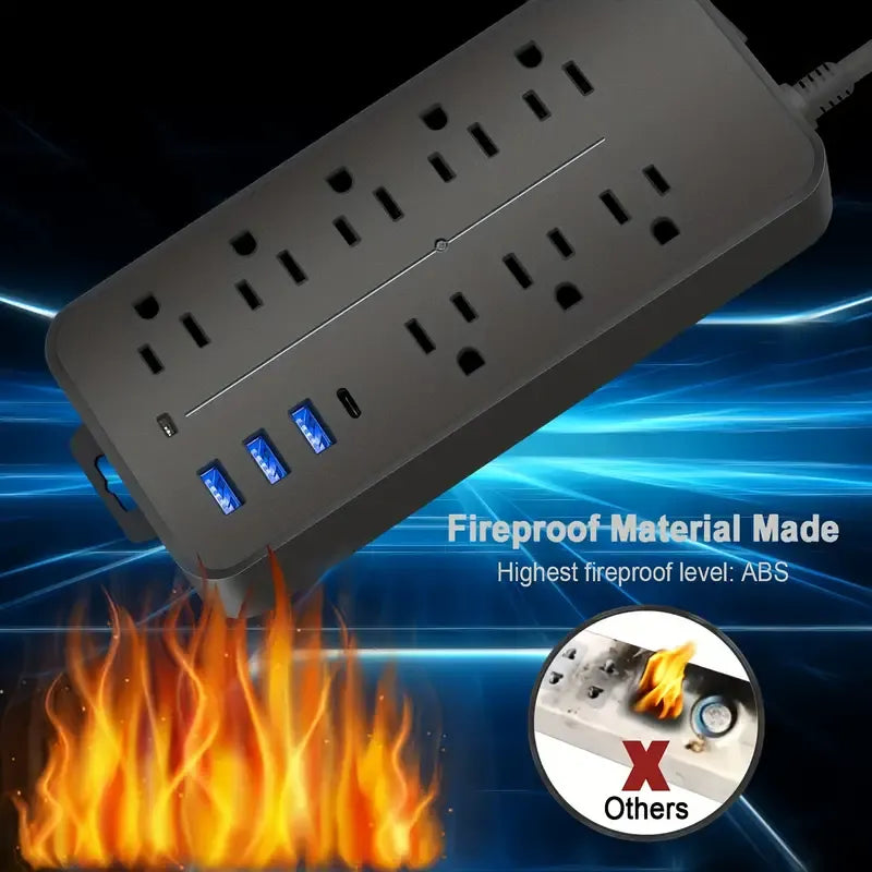 Bloc Multiprise, Parasurtenseur Avec 8 Prises CA Et 3 Ports USB