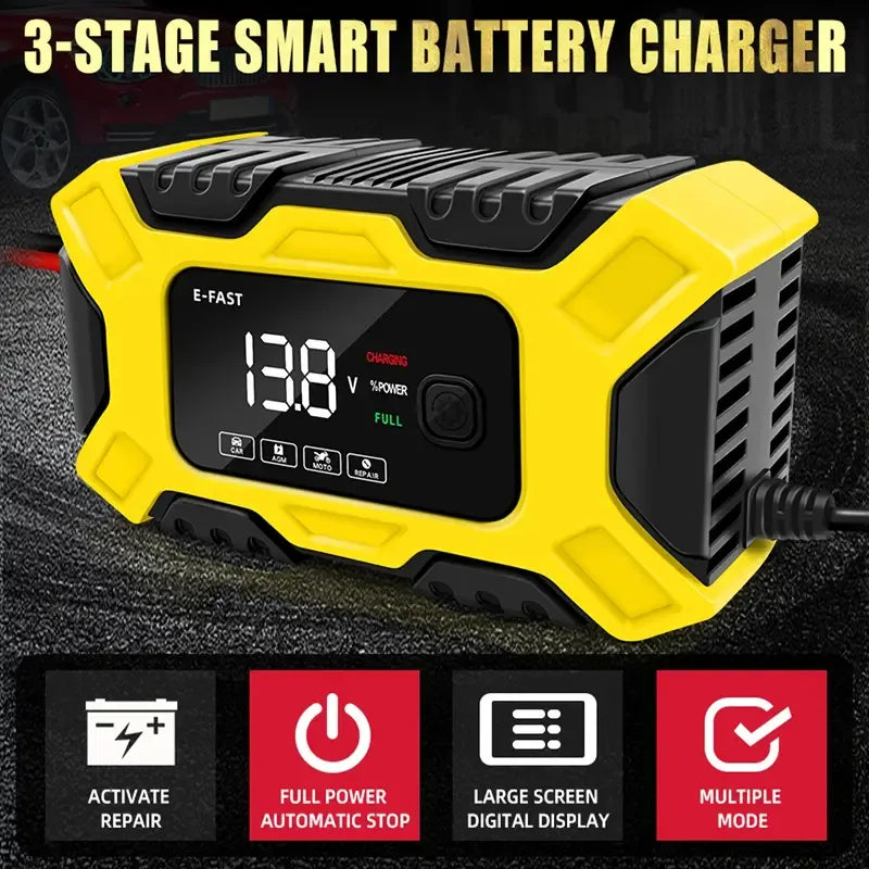 Chargeur de batterie de voiture numérique 6A 12V