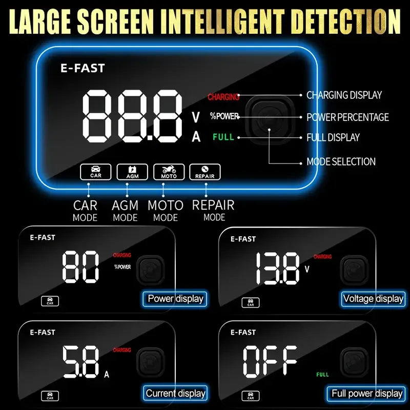Chargeur de batterie de voiture numérique 6A 12V