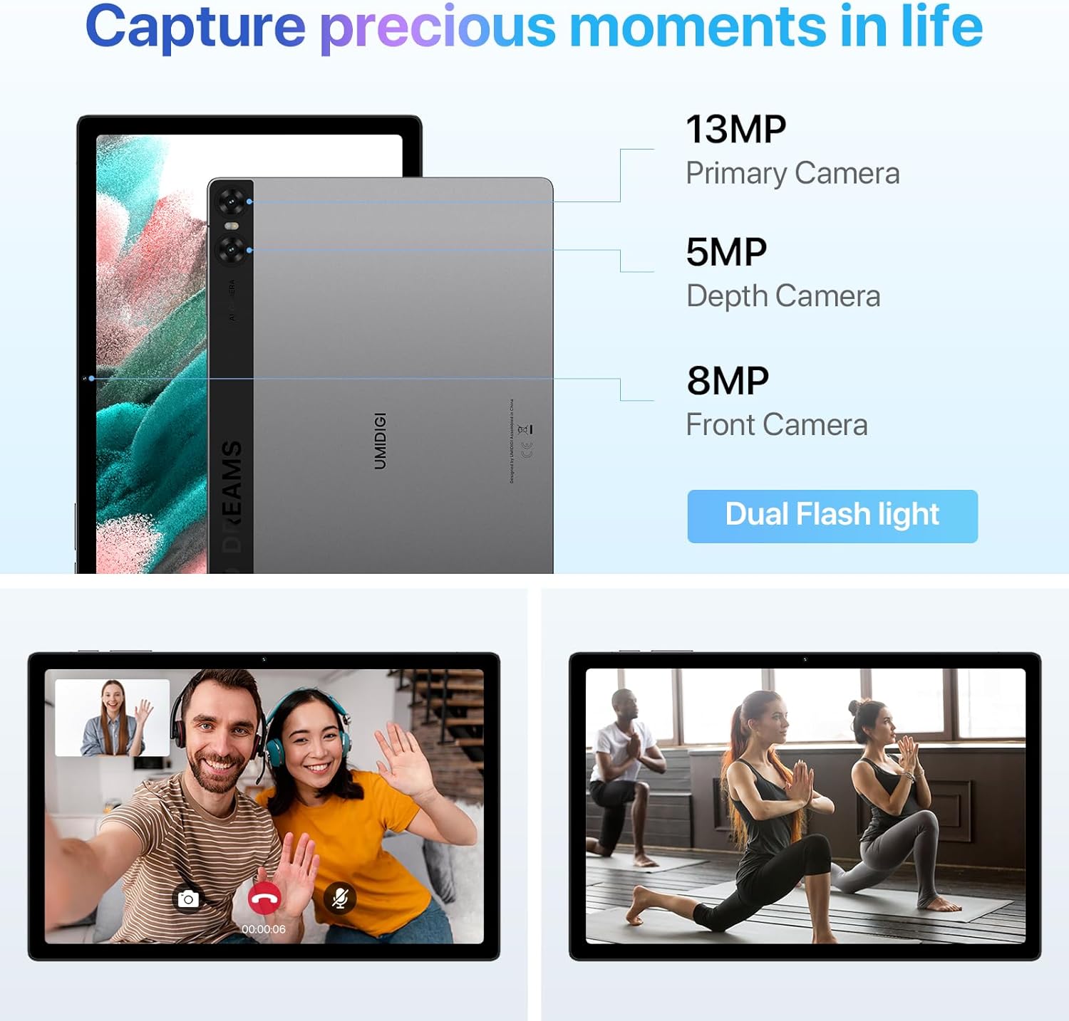 UMIDIGI Tablette A13 Tab Android 13, (8 + 8) Go de RAM + 128 Go