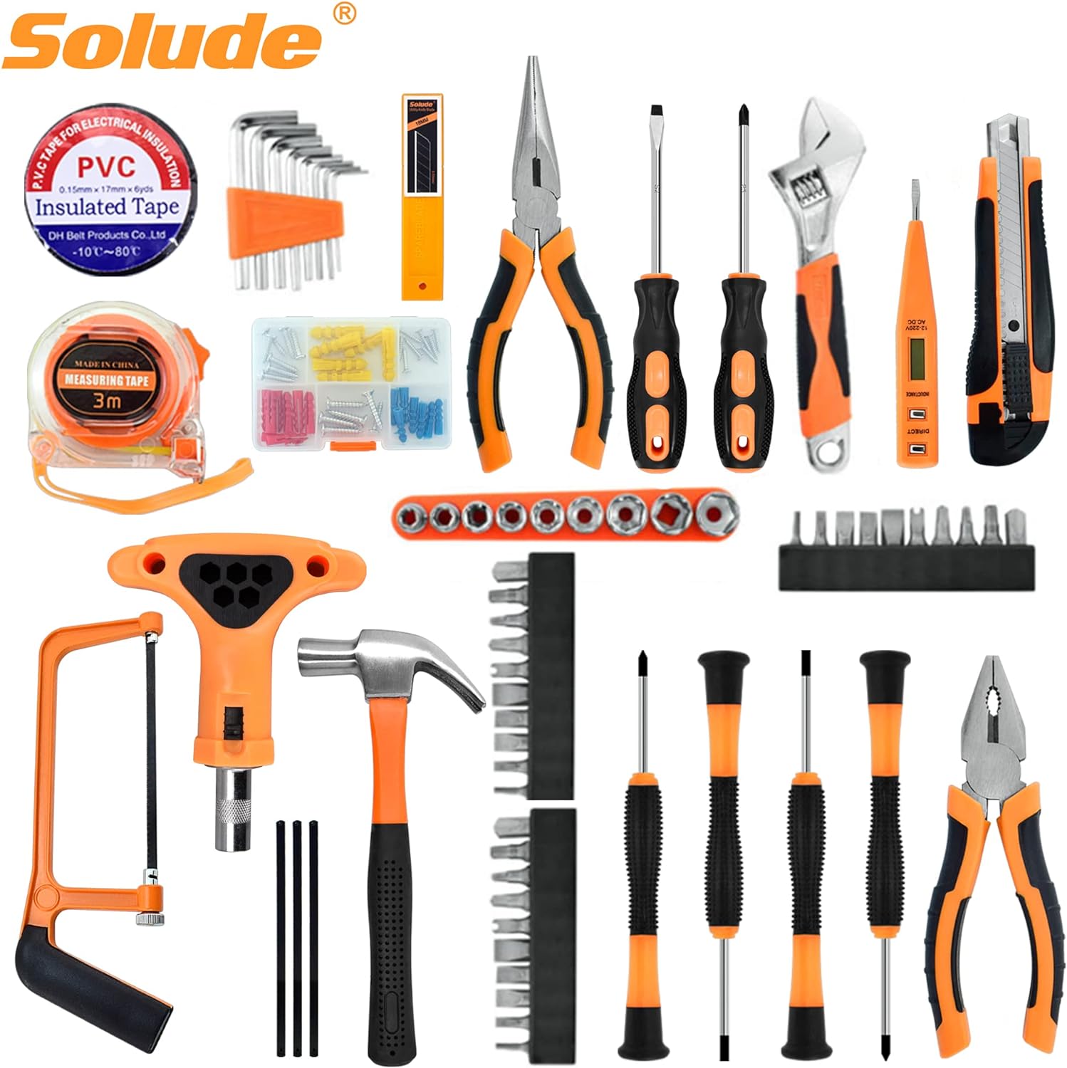 Ensemble d'outils de réparation de maison de 182 pièces