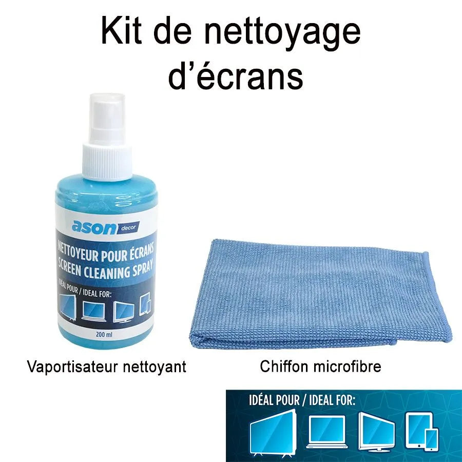 Nettoyant pour écrans avec chiffon en microfibre - 200 ml