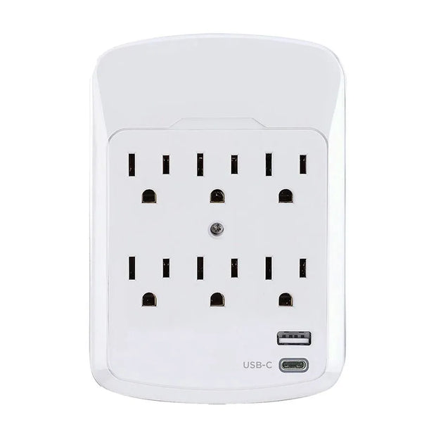 Adaptateur mural à 6 prises et 2 ports USB A/C