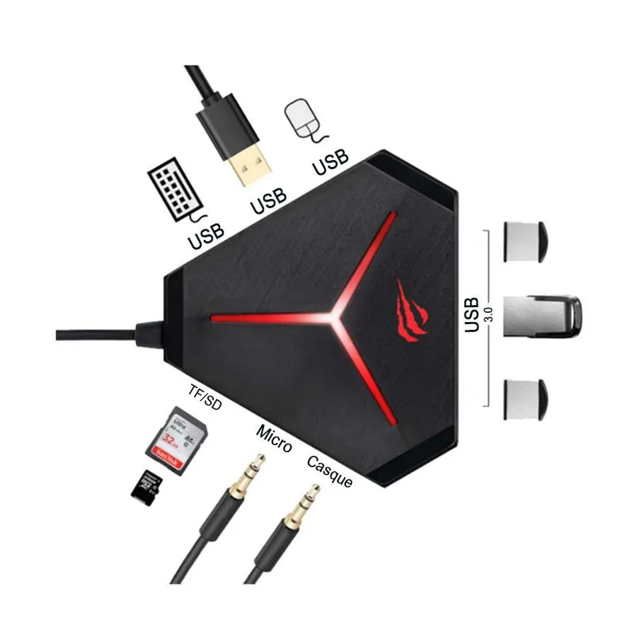 Concentrateur multi-interface à 9 ports