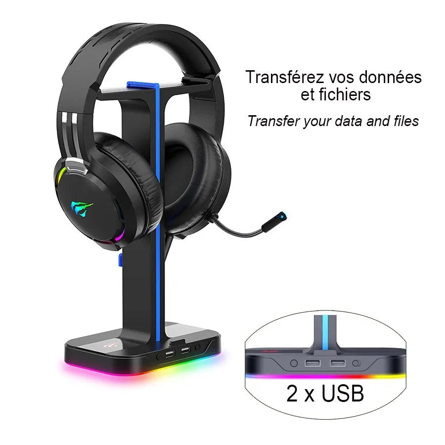 HAVIT TH650 Support de casque d'écoute double RVB