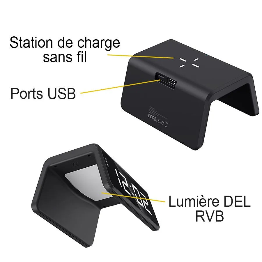 Réveille-matin Havit avec station de charge sans fil et veilleuse