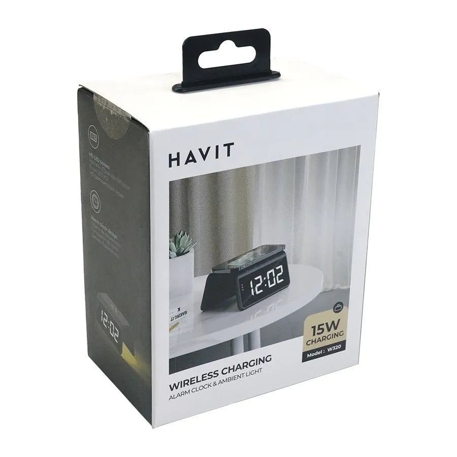 Réveille-matin Havit avec station de charge sans fil et veilleuse