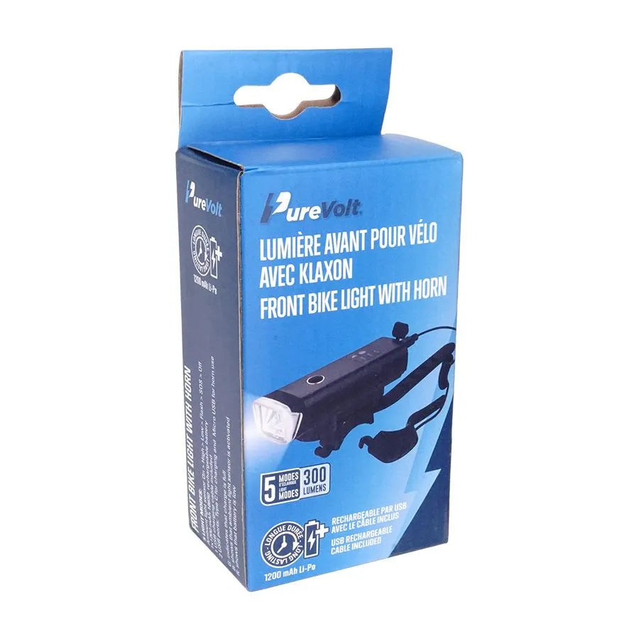 Phare de vélo rechargeable avec klaxon intégré