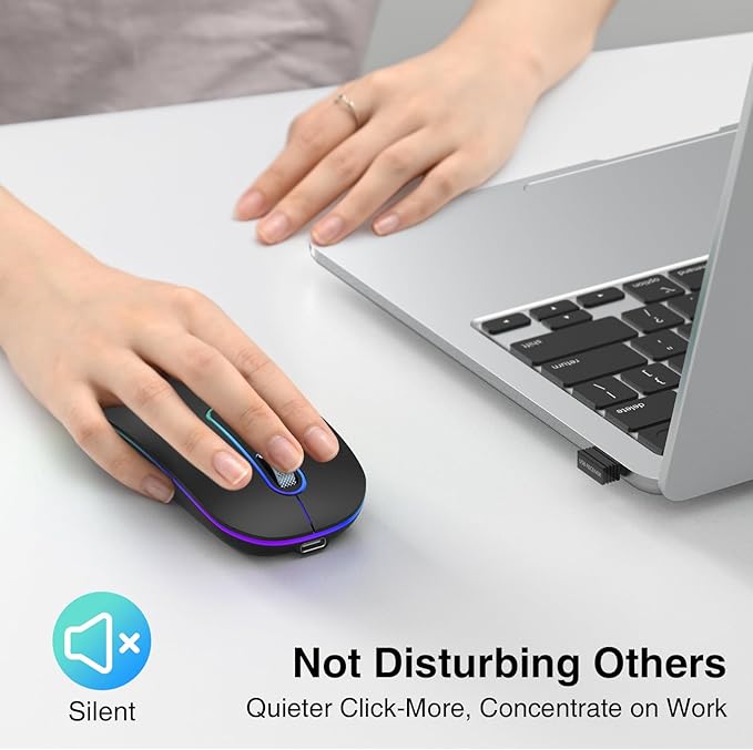 cimetech Souris Bluetooth sans fil, fine, rechargeable, Bluetooth