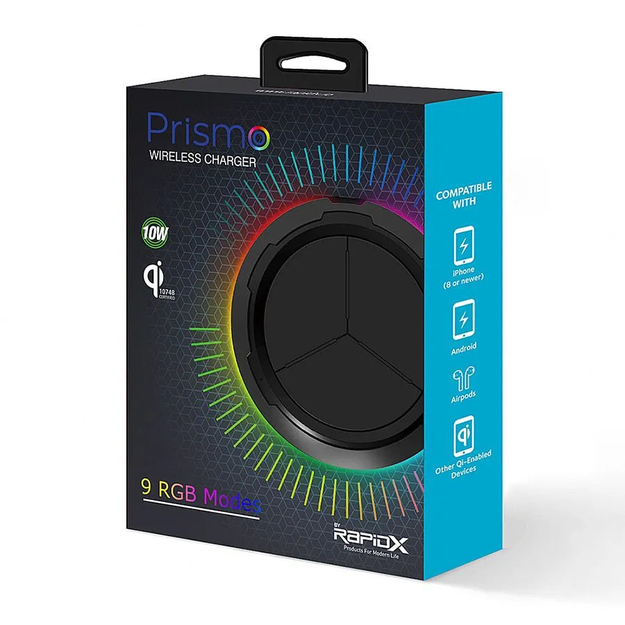 Chargeur sans fil Qi rétroéclairé RVB - 10 W