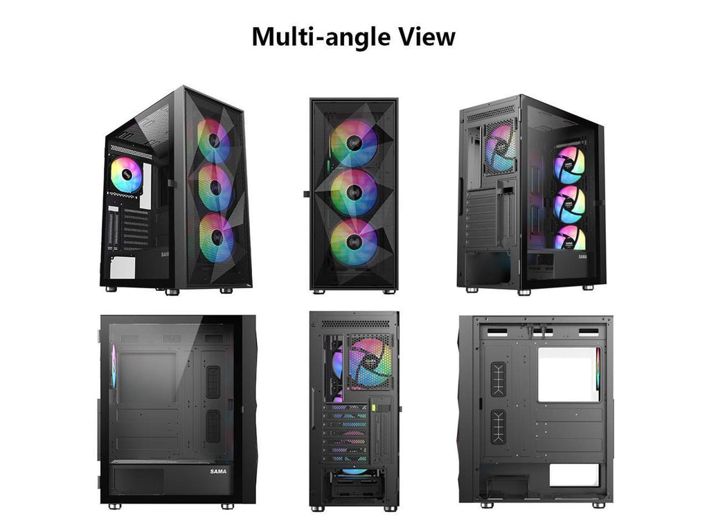 Boîtier PC de jeu ATX en verre trempé SAMA 3509