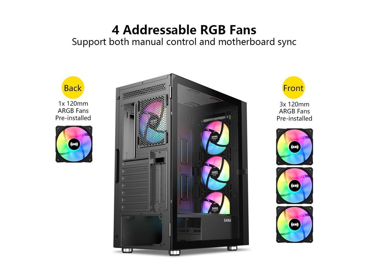 Boîtier PC de jeu ATX en verre trempé SAMA 3509