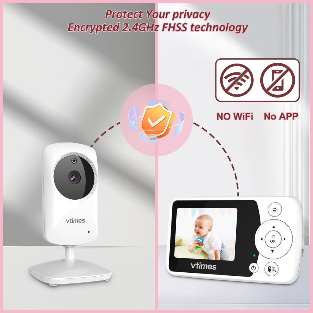 VTimes Moniteur pour bébé avec caméra et audio