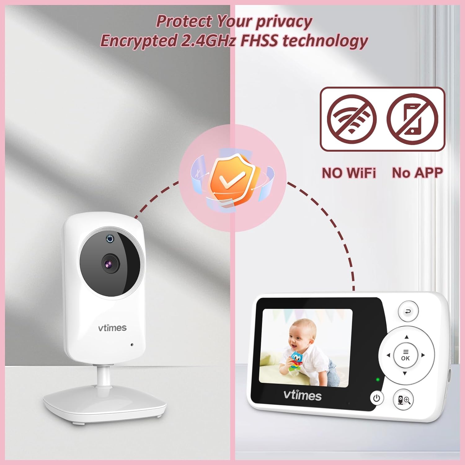 VTimes Moniteur pour bébé avec caméra et audio