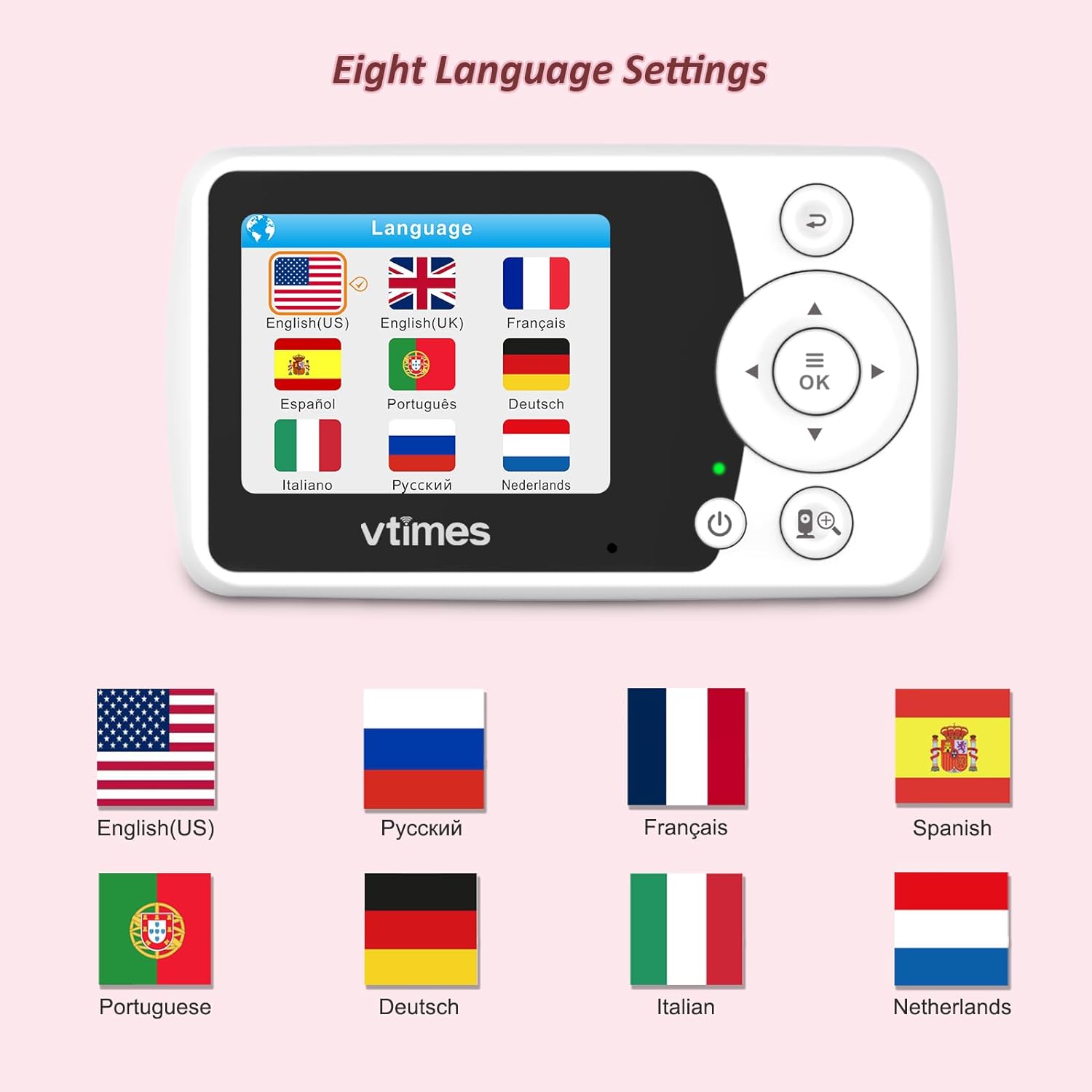 VTimes Moniteur pour bébé avec caméra et audio