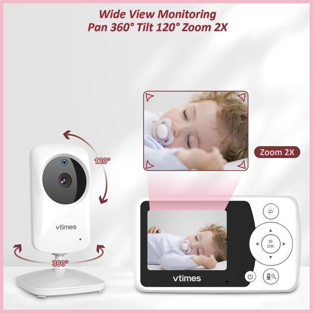 VTimes Moniteur pour bébé avec caméra et audio