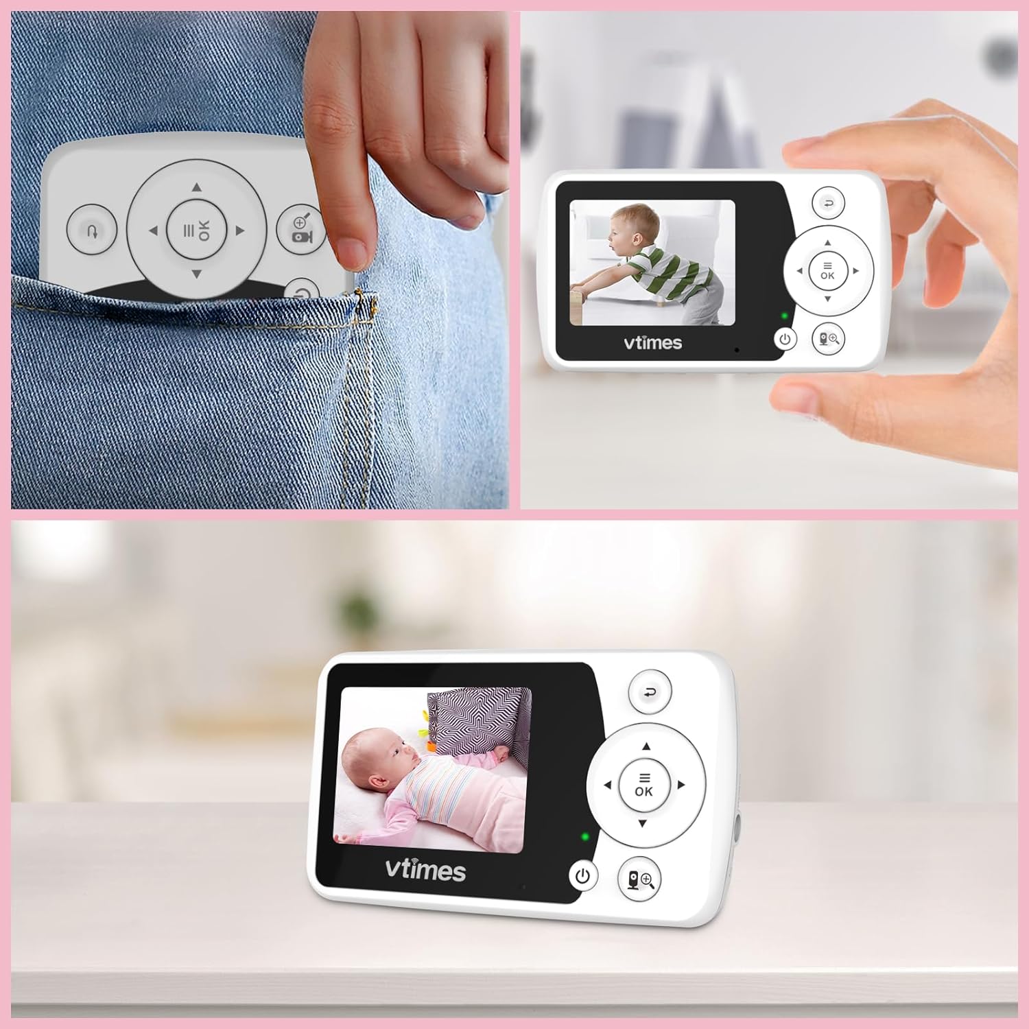 VTimes Moniteur pour bébé avec caméra et audio