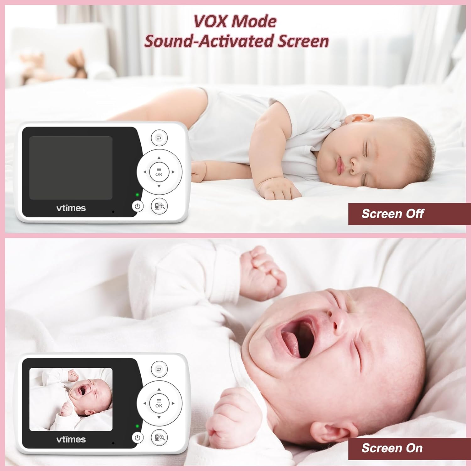 VTimes Moniteur pour bébé avec caméra et audio