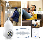Lot de 2 caméras de sécurité à ampoule, 5G et 2,4 GHz