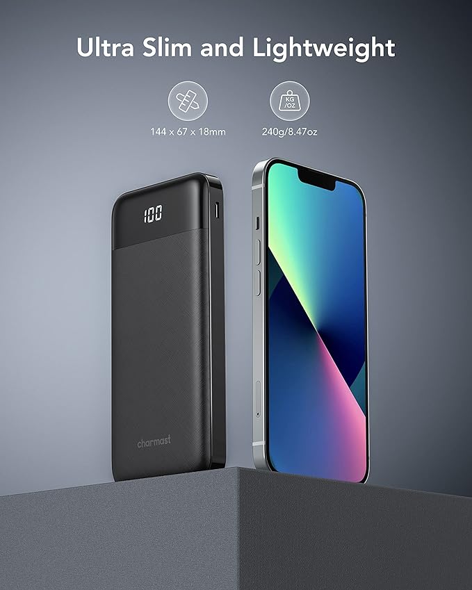 Charmast Batterie externe avec câble intégré, 10 000