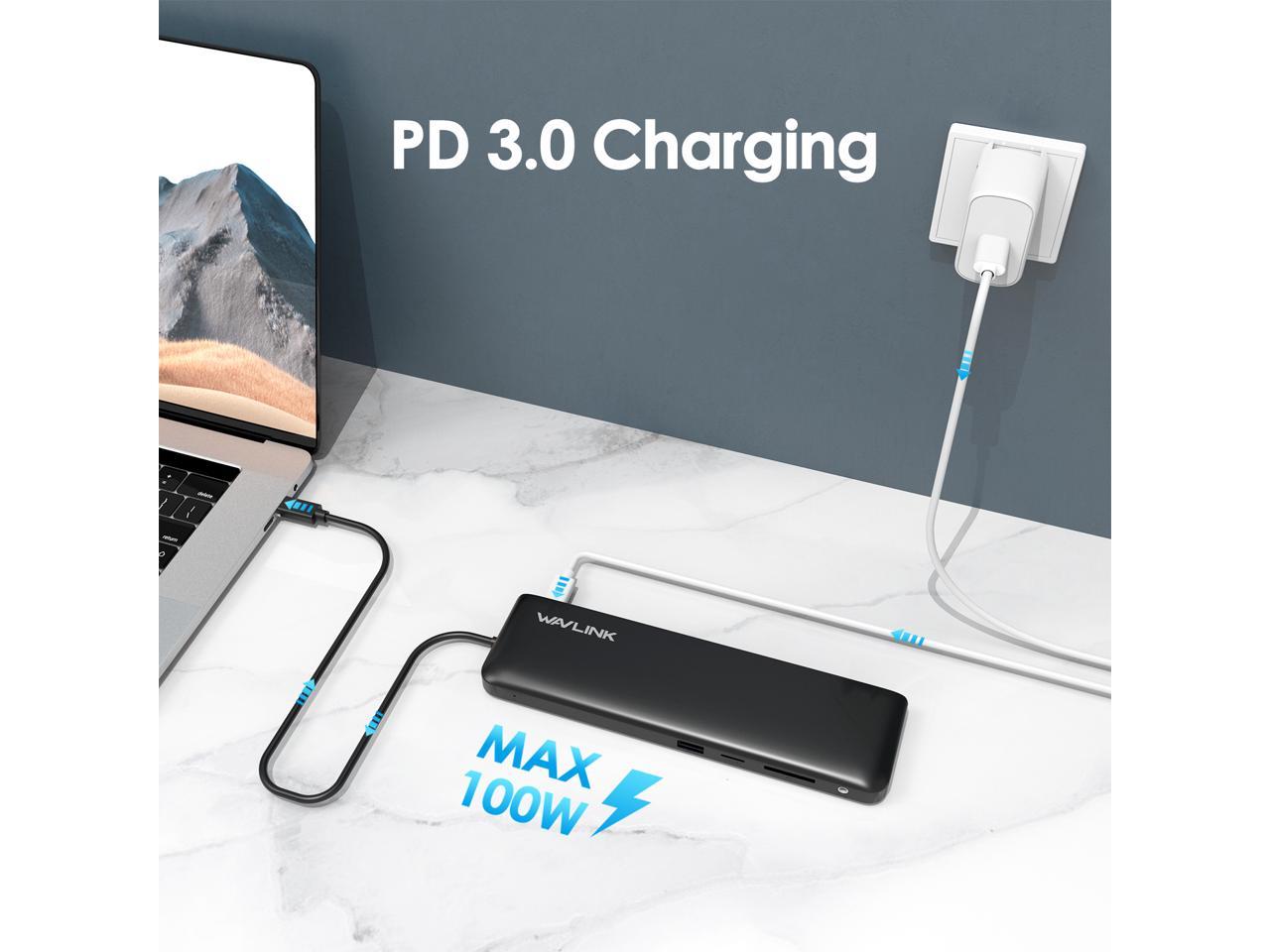 Wavlink USB C Triple Display 4K 12 en 1 MST USB C
