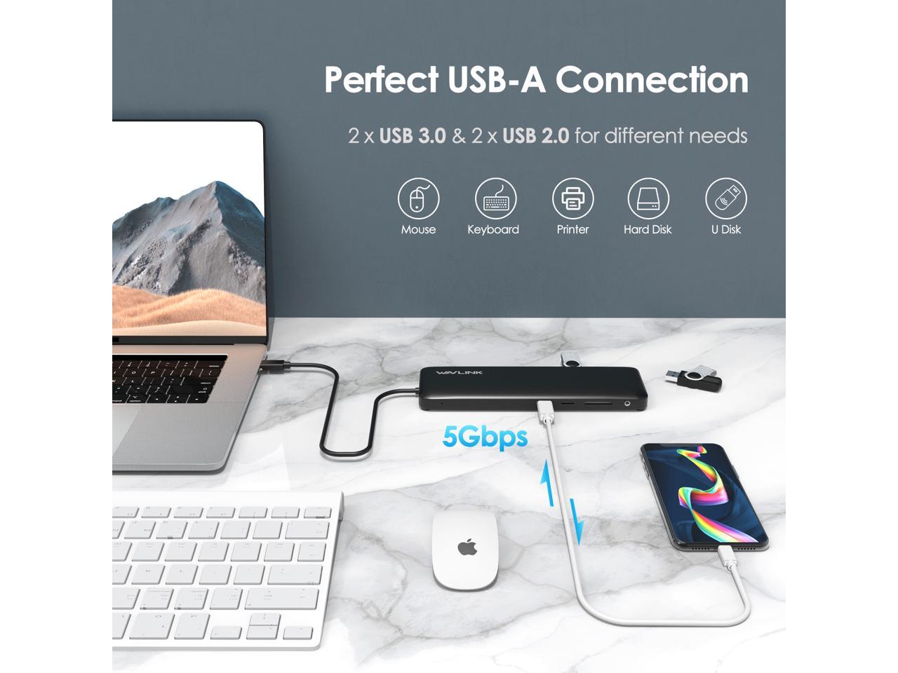 Wavlink USB C Triple Display 4K 12 en 1 MST USB C
