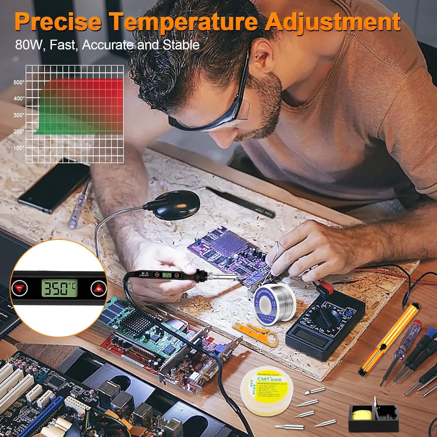 Kit de fer à souder 80 W LCD