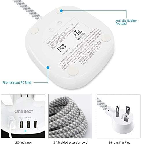 Barre d'alimentation plate avec 4 ports USB