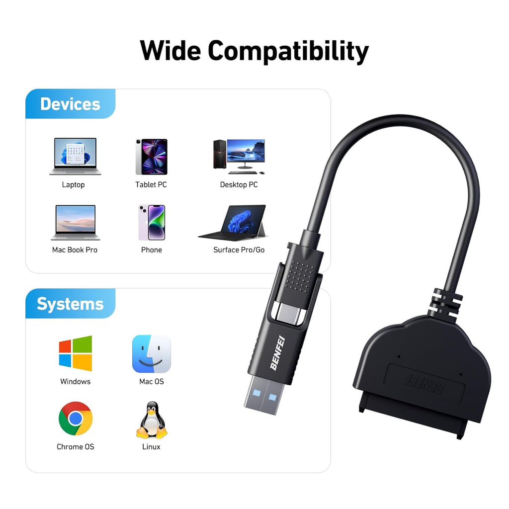 BENFEI Câble SATA vers USB, adaptateur BENFEI USB 3.0