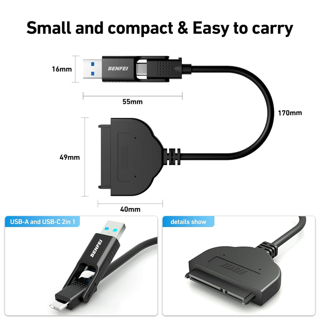 BENFEI Câble SATA vers USB, adaptateur BENFEI USB 3.0