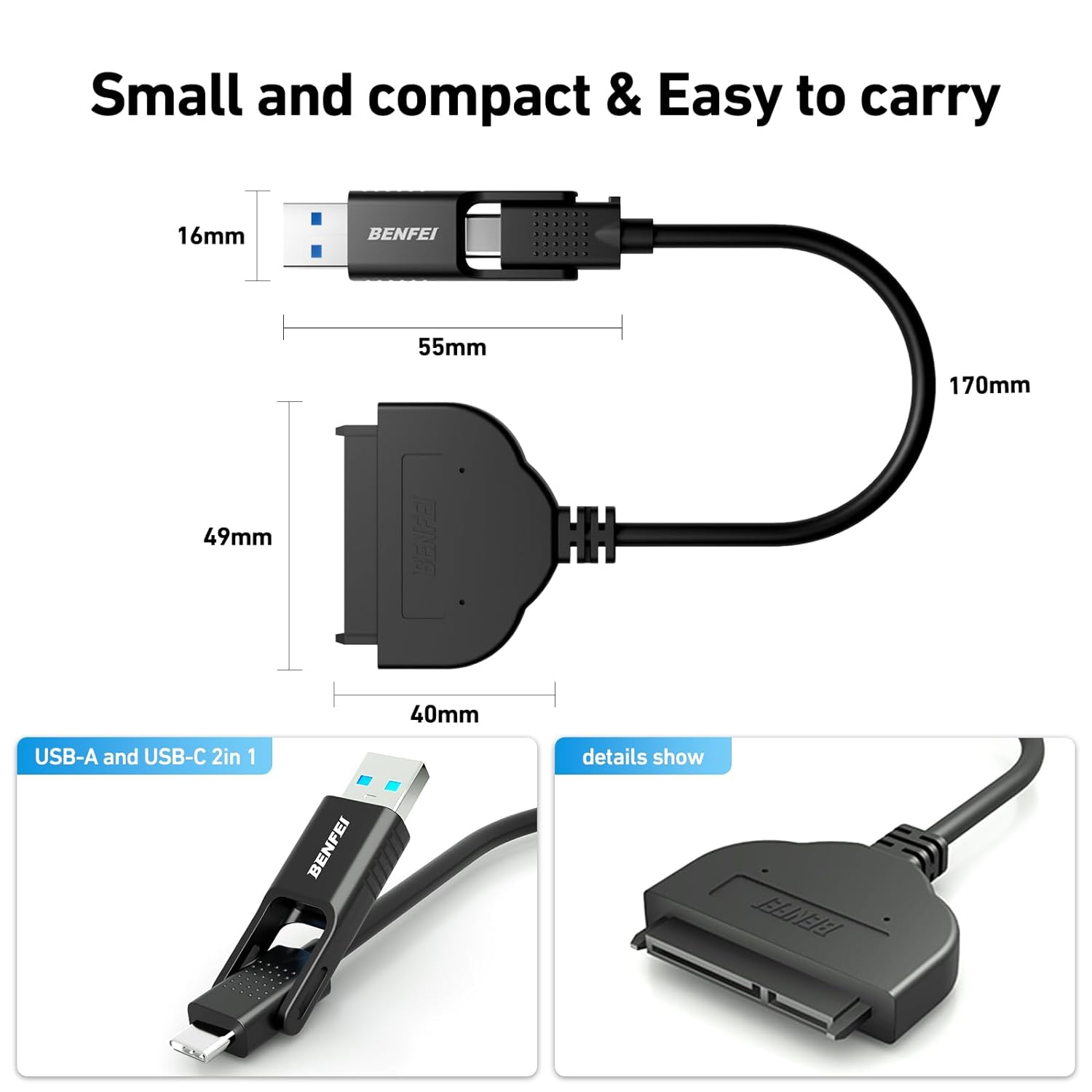 BENFEI Câble SATA vers USB, adaptateur BENFEI USB 3.0