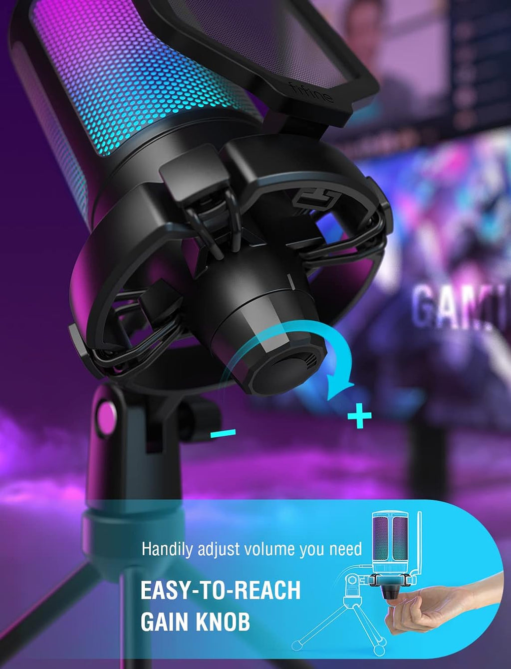 Fifine Microphone de jeu USB pour ordinateur,