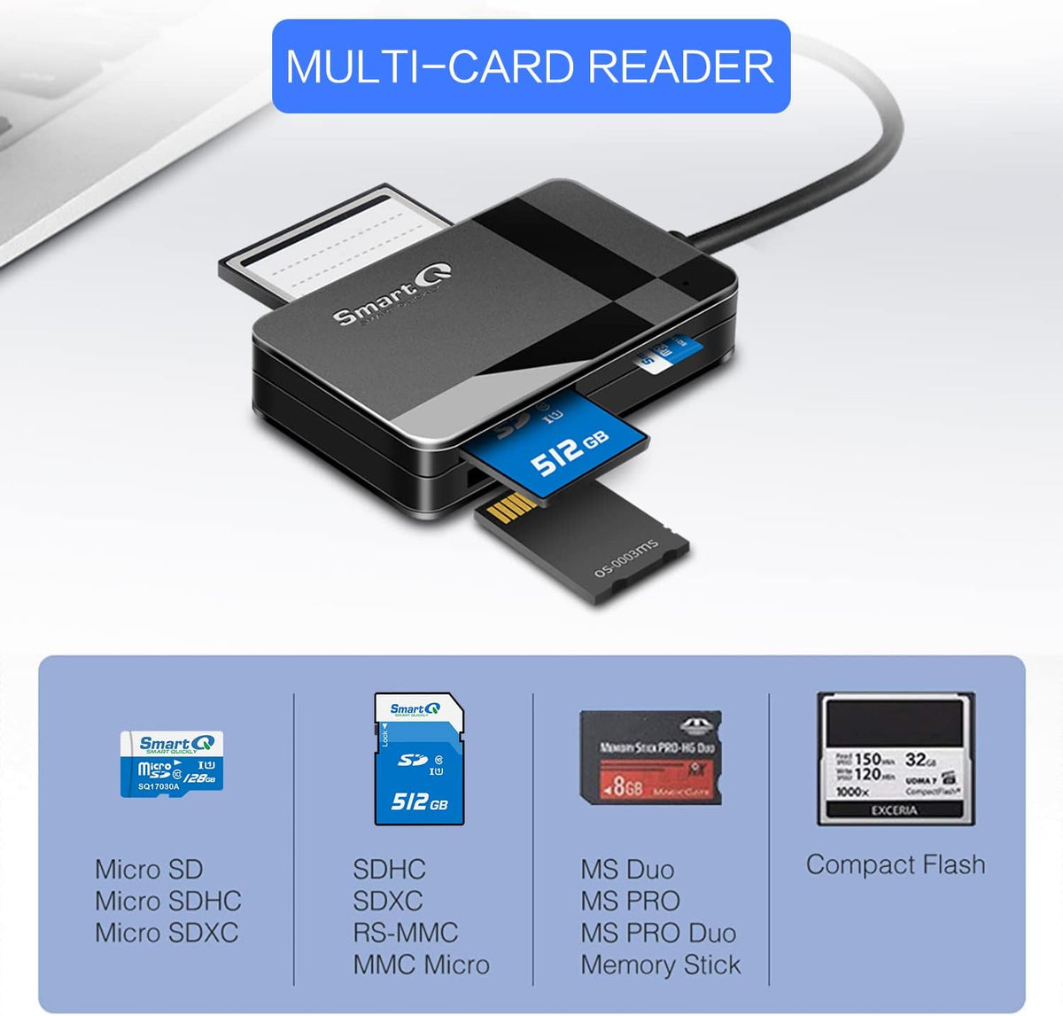 SmartQ C368 Lecteur de carte SD USB 3.0, Plug N Play