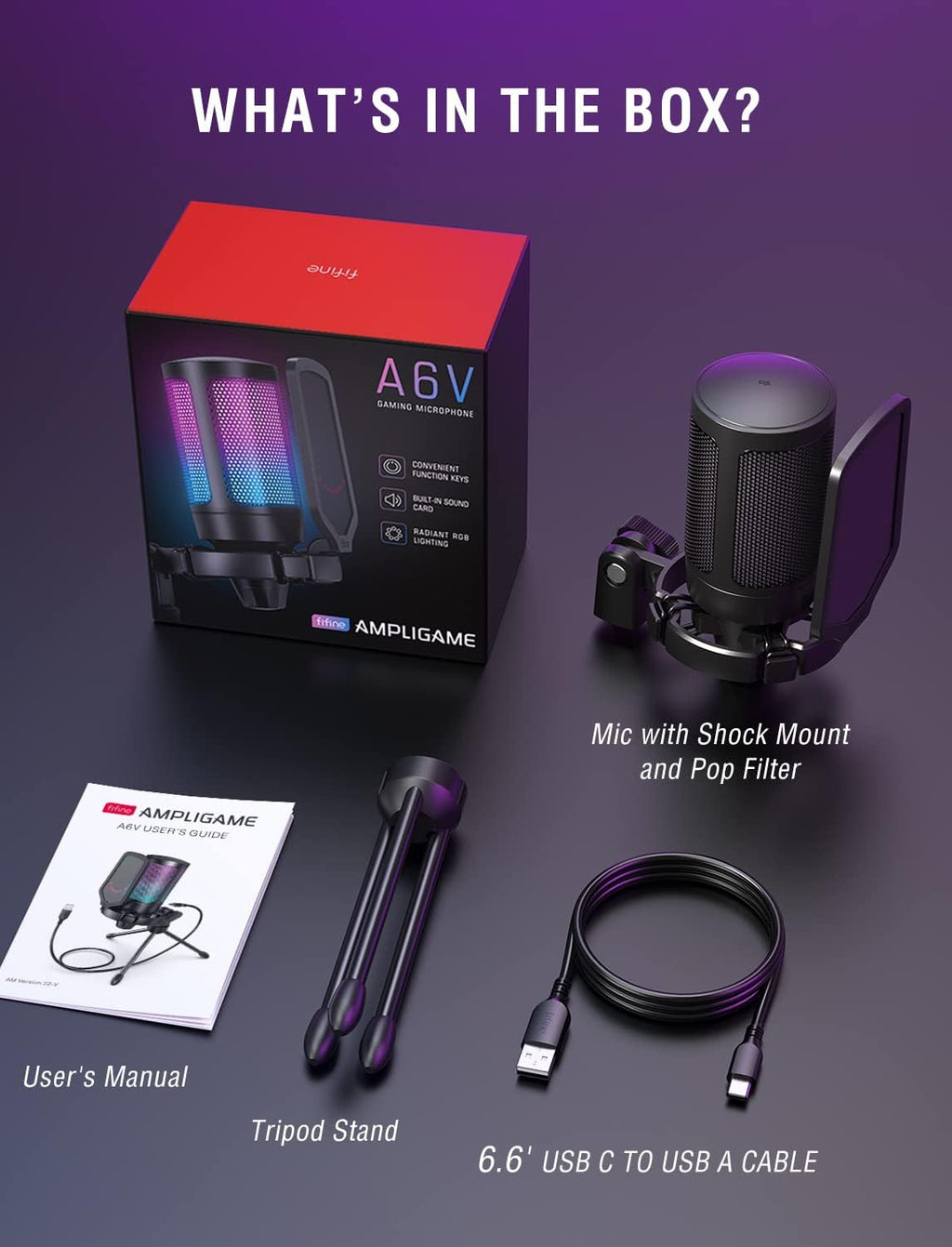 Fifine Microphone de jeu USB pour ordinateur,