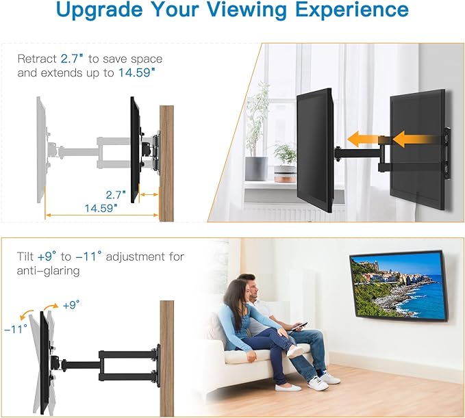 Support mural pour moniteur TV Full Motion