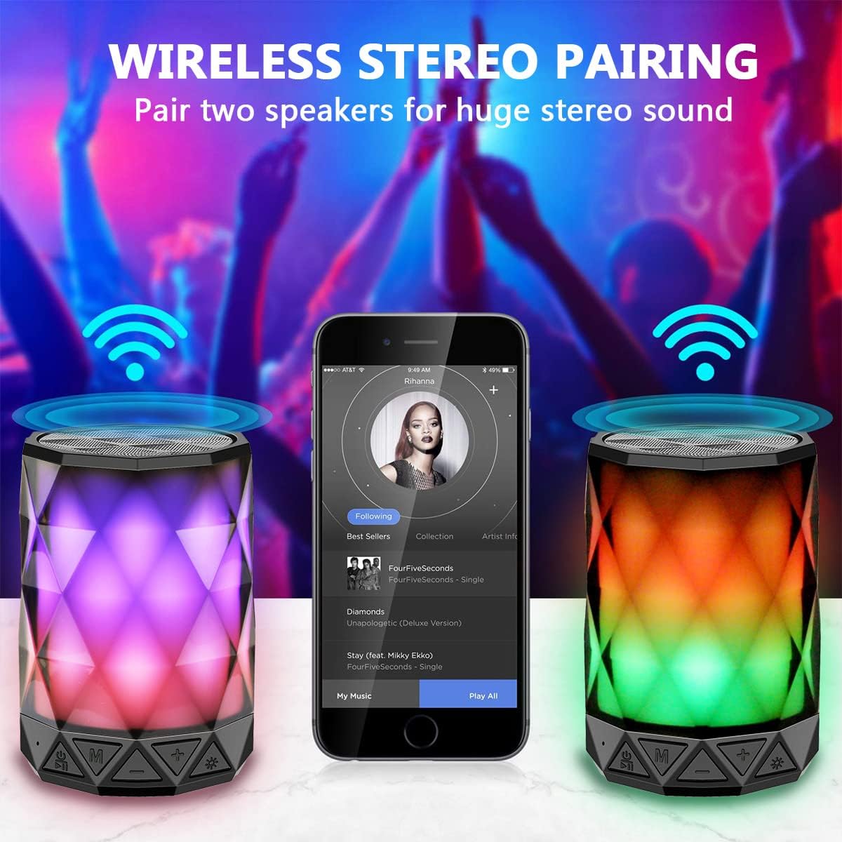 LFS Haut-parleurs Bluetooth portables avec lumières
