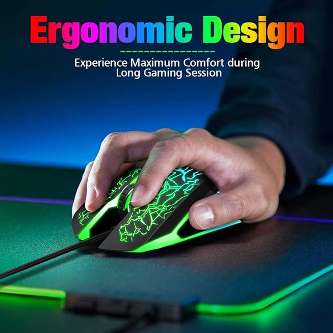 VersionTECH. Souris de jeu filaire ergonomique avec rétroéclairage