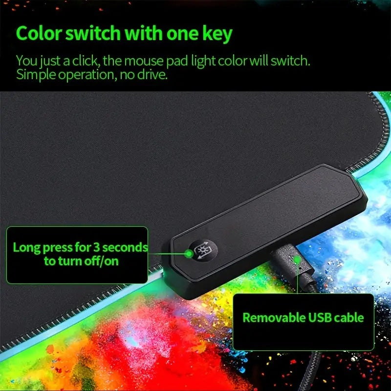 Tapis de souris de jeu rvb grande taille coloré lumineux
