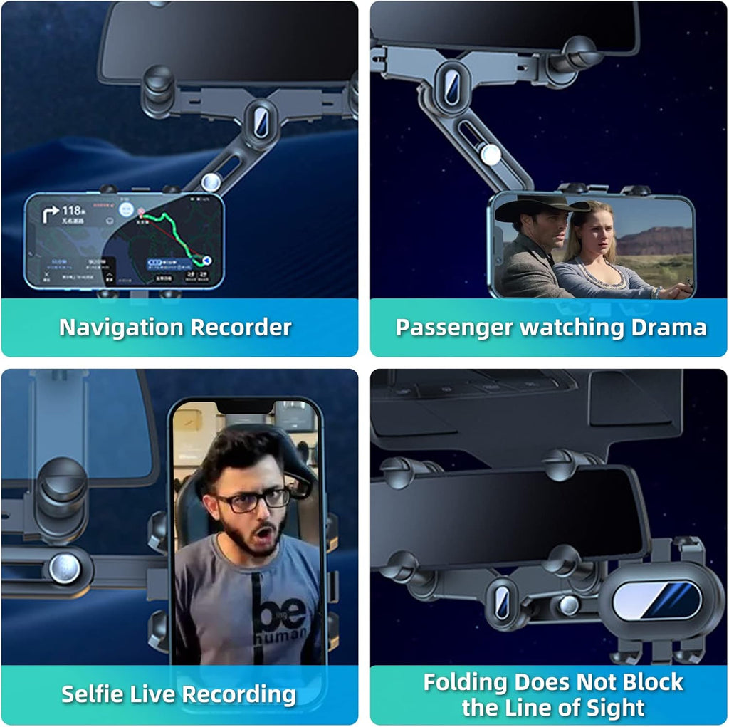 Support de téléphone pour voiture, rotatif à 360° et rétractable