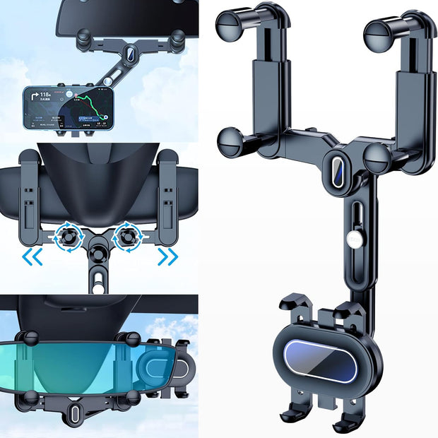 Support de téléphone pour voiture, rotatif à 360° et rétractable