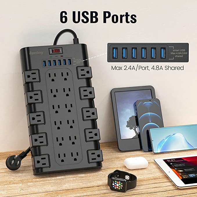 Superdanny Power Strip Parasurtenseur avec 22 prises AC