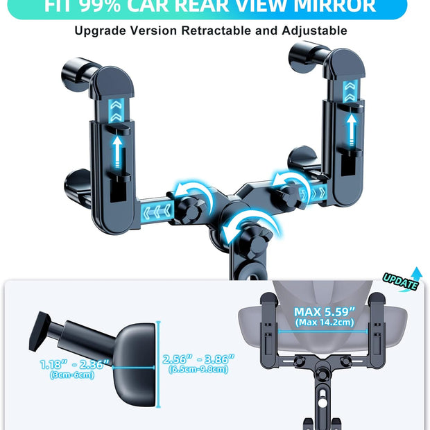 Support de téléphone pour voiture, rotatif à 360° et rétractable