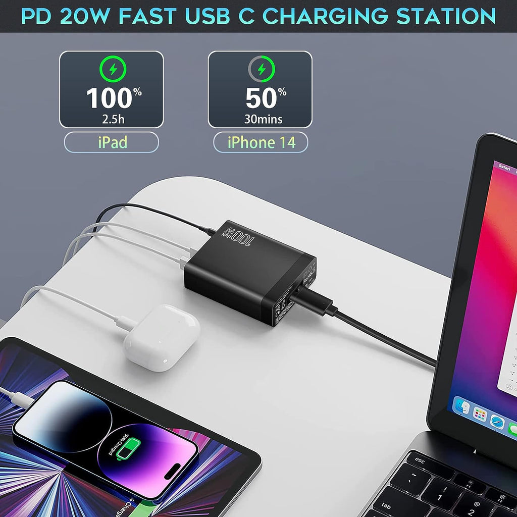Station de charge au total 100 W 6 ports USB C