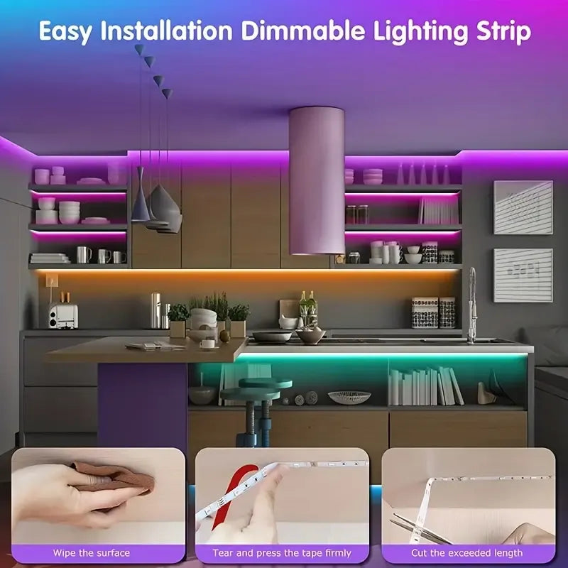 Set LED Strip Light Contrôle Intelligent Avec Télécommande