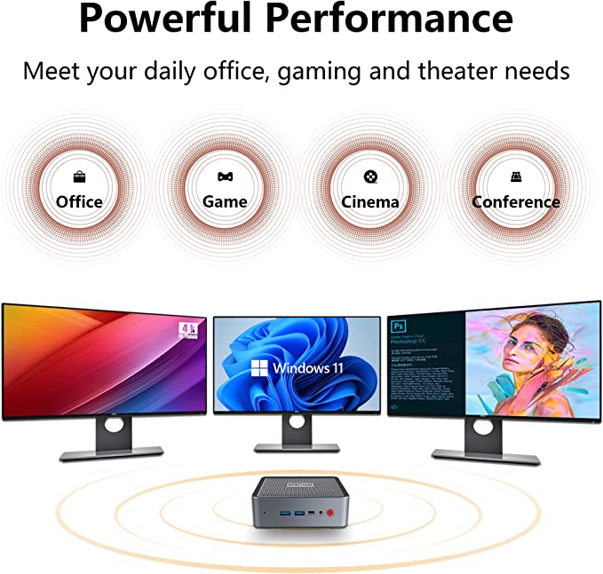 Mini PC AMD Ryzen 5 5600U (jusqu'à 4,2 GHz)